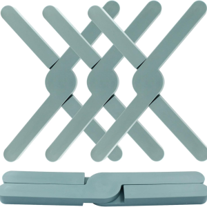 3 Pack Heat-Resistant Foldable Silicone TrivetsFolding Trivet for Hot Pots and PansNon-SlipSpace-SavingEasy to Clean