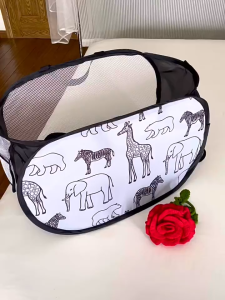 1pc Cartoon-Themed Foldable Laundry Hamper with Handles - Versatile Mesh Storage Basket for Clothes Toys & More - Perfect for Bathroom Bedroom & Living Room Organization Laundry Baskets