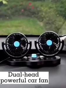 D-105 Universal Double Head Car Fan DC 12V/24V 4-Inch 360° Rotating Fan