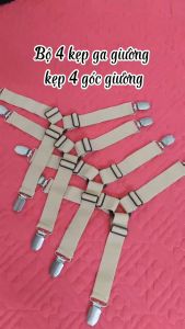 Bộ 4 Kẹp giữ cố định Ga Giường Drap Chống Xê Dịch G231-KepDrapG-3chau. Kẹp drap góc 3 chấu