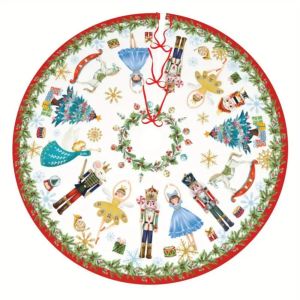 VIKAMA Christmas Tree Skirt Vibrant Nutcracker Xmas Ornaments Merry Christmas Tree Skirt Mat Party Decoration Supplies