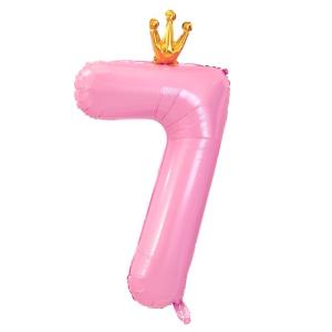 HUAFANGXISHI | Birthday Party Decor Pink Crown Number Balloon 40 Inch