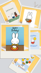 Miffy Happy Birthday Cute Minimalist Cartoon Greeting Card Bday Cute Rabbit Balloon