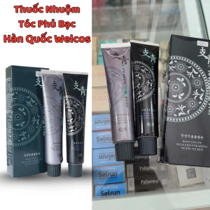 Thuốc nhuộm tóc phủ bạc thảo dược Welcos  Giúp nhuộm phủ bạc nhanh 1 phút  không gây mùi khó chịu .