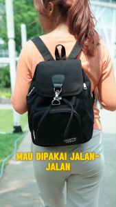 Martinversa TR5 Tas Ransel Backpack Wanita Kanvas slingbag sekolah slingbag - Blue