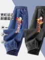 New 2025 Spring Autumn Boys Jeans Anti-Fading Long Pants Stylish Children's Clothing Loose Fit Bootcut Denim Trousers for Kids. 