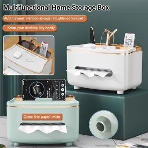 Desktop Plastic Box Multifunctional Tissue Box Handmade Light Luxury Tissue Storage Box Tissue Pen Remote Organizer
