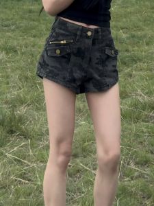 American Style High Rise Denim Shorts Casual Waist Pants Summer 2025 New Arrival Womens Height Enhancing Slimming Short Trousers