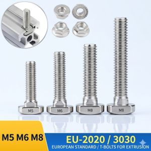 10Pcs T-Bolt Screw M5 M6 M8 Hammer Head T Slot Bolt for EU 2020 3030 Series Aluminum Profile Nickel Plated Steel CNC 3D Printer