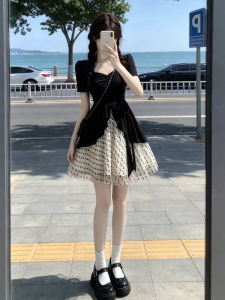 PEIZIXUAN | Puffy Short Dress Polka Dot French Style Petite