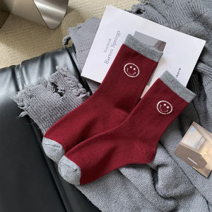 Ankela Red Womens Mid-Calf Cotton Socks Versatile Pure Cotton Womens Footwear for Sports And Outdoor Activities