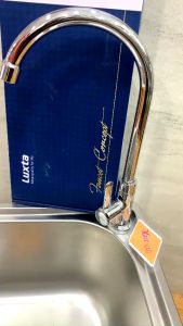 Vòi chậu rửa chén bát lạnh Luxta KAG-LX537A cần cong inox bóng  Vòi bếp lạnh tay gạt thiết kế đẹp nước mạnh sử dụng tốt