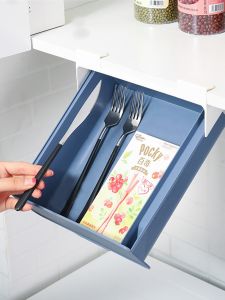 Hanging Cabinet Basket Wall Mounted Storage Drawer Box Table Cabinet Organizer Embedded Storage Basket without Drilling