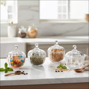 Combo 4 Hũ Thủy Tinh Bí Sọc Đựng Bánh Kẹo Mứt Tết Cao Cấp Decor Sang Trọng TMT02