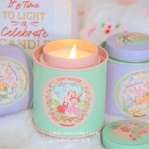 Long-Lasting Atmosphere Bellflower Rabbit Aromatherapy Candle Forest System Gift Box for Girls Home Decor Cup Shaped Metal Shell
