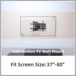 AVL DY658S Single Arm Ultra Strong Full Motion TV Bracket / TV Wall Mount 37"-80" 90 degree face for TV up to 65"