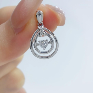 LAZO DIAMOND Duo Loop Dancing Heart Diamond Pendant in 9k White Gold