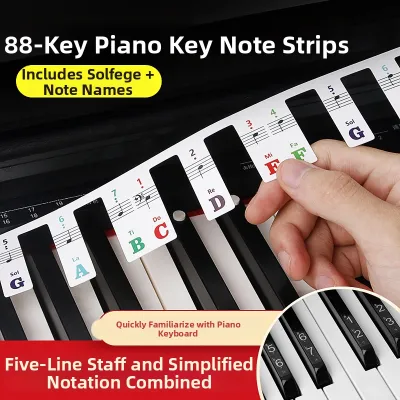 Maner Instrument Stickers for Piano Keyboard 88 Keys Musical Scale Five-Line Staff Notation Electronic Piano Keyboard Stickers