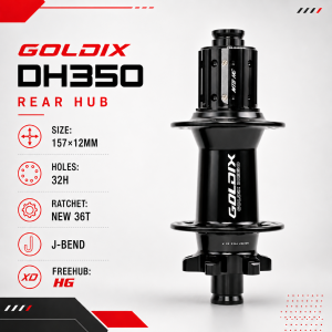 GOLDIX DH350 Disc Brake Mountain Bike HubDownhill MTB E-Bike HubHeavy Duty J-Bend 32H36T RatchetHG XD MS10-12 Speed Boost