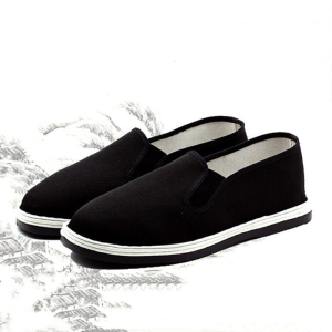 Handmade Low-Top Womens Slip-On Casual Breathable Cloth Shoes Anti-Slip Comfortable Leisure Black Cloth Shoes for Middle-Aged And Elderly