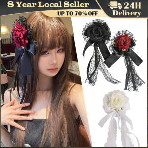 Veil Palace Style Lolita Hair Accessories Rose Hairpin Cla Gothic Lolita Hand-Made Dark Headdress