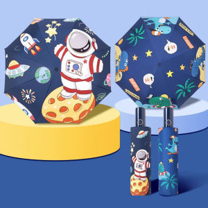 sun umbrellas Childrens Astronaut Dinosaur Anti rebound rain umbrella Windproof，UV resistant Parasol Portable folding umbrella