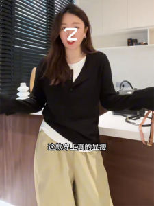 Áo Thun Dài Tay Màu Đen Cổ Tròn Cỡ Lớn Cho Nữ Áo Lót Bên Trong Dáng Rộng Mặc Đi Làm Mặc Thường Ngày Mặc Mùa Thu