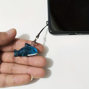 Black and Blue Cute Creative Resin Shark Phone Chain Pendant Phone Decoration Lanyard Couple Gift