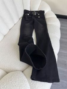 Quần Jeans Denim Ống Loe Màu Đen Cạp Cao Cho Nữ Quần Dài Đến Sàn Ôm Dáng Thường Ngày Quần Jeans Nữ Thời Trang Mùa Thu 2025