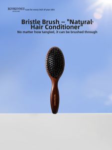 Anti-static Negative Ion Tangle-free Massaging Hairbrush Natural Boar Bristles