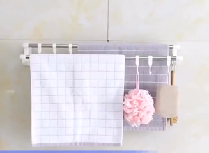 【Punch-Free】Double Towel Rack Stainless Steel Bathroom Holder Dual Layer Towel Organizer Strong Paste Multi-functional Rack