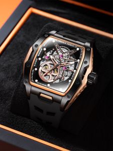 Automatic Mechanical Mens Watch Tesla Brand Richard Hollow Fashionable Stainless Steel Case Synthetic Sapphire Crystal Waterproof Depth 50m