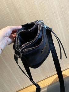 Multi-Layer Pocket Crossbody Bag Waterproof Nylon Vertical Style Womens Summer Casual Bucket Bag Minimalist Trend Shoulder Bag
