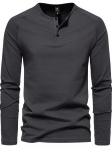 Áo Thun Dài Tay Màu Trơn Thường Ngày Cho Nam Áo Thun Cotton Dáng Rộng Cổ Tròn Không Tay Áo Phông Thường Ngày Mùa Hè