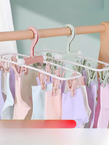 12-Clip Thickened Foldable Multifunctional Hanger Clothes Rack Hang the Clothes Socks Hanger Windproof Clothespin