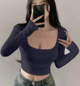 KISSES / SQUARE NECK LONG SLEEVE TOP FREESIZE / SQUARE NECK CROPTOP