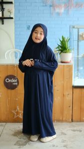 Lucuna Abaya Fatimah Navy - Abaya anak perempuan Gamis anak syari Junior Size 2-10 Tahun