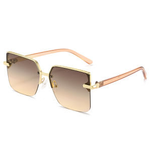New Classic Metal Square Half-Frame Sunglasses For Men And Women Fashionable And Trendy Driving UV Protection Sunglasses 1201
