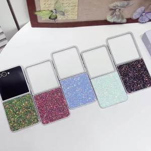 Ốp Điện Thoại Samsung Galaxy Z Flip Series - Khung Mạ Bạc Đính Đá Lấp Lánh Bảo Vệ Chống Sốc Chống Trầy Xước Chống Trượt Dành Cho Các Mẫu 8 7 6 5 4 5G FE