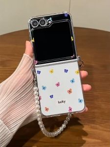 เคสโทรศัพท์มือถือ Samsung Galaxy Z Flip6 เคสใสพิมพ์ลายผีเสื้อมินิหลากสี พร้อมสายคล้องมือ