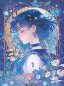 Bandai | Bộ Tranh Kim Cương Tự Làm Sailor Moon Với Khung Hoa Thiên Thể Của Các Chiến Binh Sailor - Trang Trí Tường Phòng Khách Món Quà Tinh Tế