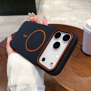 เคสโทรศัพท์แบบแม่เหล็กบางเฉียบเรียบง่ายสำหรับ iPhone 17 Pro Max 16 15 14 13 12 รองรับการชาร์จไร้สาย Mag-safe ป้องกันรอยขีดข่วน