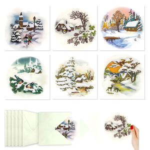 6-Piece Diamond Painted set Greeting card Christmas theme paper Material with envelope Handmade Blessing Postcard