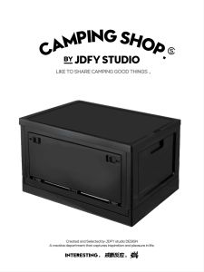 Black Camping Storage Box Outdoor Foldable Multi-functional Camping Industrial Style Carriage Rear Storage Box with Roller