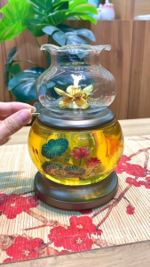 Đèn Dầu Thờ Cúng Đèn Dầu Pha Lê Hoa Sen Trưng Bày Bàn Thờ