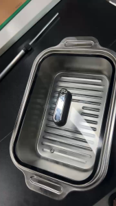 Grilled fish dish Stainless steel Rectangular food storage container With cover Multi size and large capacity Barbecue and fried food plate Gas stove and induction cooker are compatible