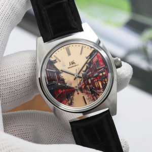 Shanghai 36mm Hand-Wind Mechanical Watch 7120 Waterproof Bauhaus Design Watch for Men Enamel Dial