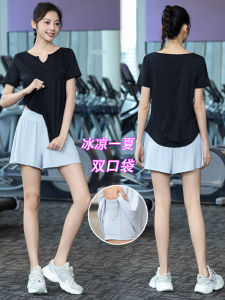 New 2025 Summer Thin Loose Womens Yoga Clothes Running Sportswear Quick Dry Fitness Training Set plus Size Shorts And Top