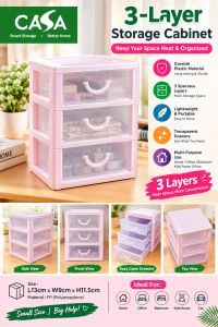 Multi-Purpose 3-Layer Plastic Storage Cabinet with 3 Spacious Pull-Out Drawers Compact Organizer Box for Cosmetics Jewelry Stationery Hair Accessories Small Items Home Office 5
