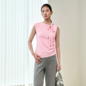 3COLOUR·S | Slender Fit Adjustable Neck Round Collar Knit Top